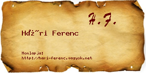 Hári Ferenc névjegykártya